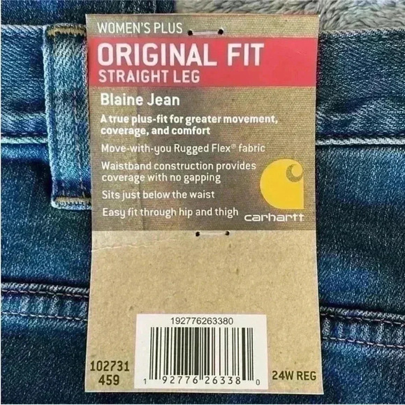 Carhartt Blaine Jean Original Fit Rugged Flex Jeans - Straight Leg Size 24W NWT - Picture 3 of 11